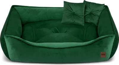 Produktbild von Premium Hundebett & Katzenbett MARCO aus Velvet –  Haustier-Sofa, Weich, Elegant, Komfortabel,  Poland, Grün 90x60cm
