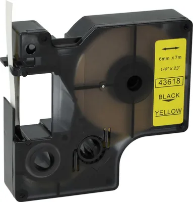Produktbild von vhbw Schriftband-Kassette kompatibel mit Dymo 5000, 2000, 5500 Etiketten-Drucker 7m x 6mm Schwarz auf Gelb