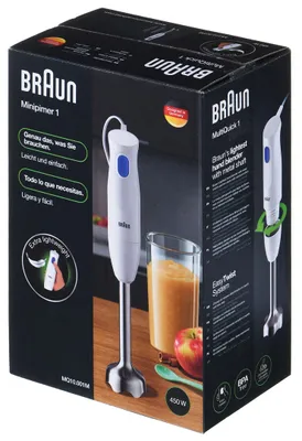 Obrázok produktu pre Braun MultiQuick 1 MQ10.001M, Ponorný mixér, 0,6 L, 1,2 m, 450 W, Modrá, Biela