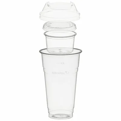 Produktbild von 100x  Trinkbecher 500ml+Domdeckel+ 120ml Einsatzbecher stapelbar PLA