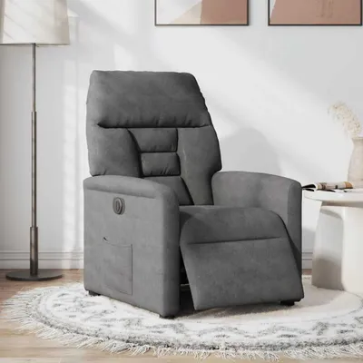 Imagen del producto de vidaXL Sillón reclinable eléctrico, color gris oscuro, tejido de microfibra