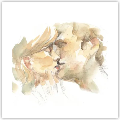 Produktbild von Poster - Poster ohne Rahmen - Kuss Paar Liebe - 40x40 cm - Wand Bild - Wanddeko - Wandbilder - Kunstposter - Wandposter - Bilder - Kunstdruck - Wanddekoration - Wandbild - P2XAC40x40-5005