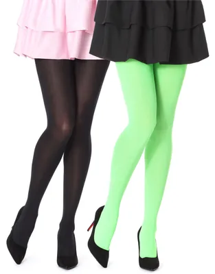 Zdjęcie produktu dla Bellivalini, damskie rajstopy z mikrofibry, zestaw 2 sztuk, 100 DEN, model BLVFI1003 (czarny/neonowy, rozmiar S).