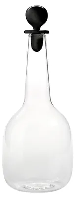 Obrázok produktu pre Fľaša Zafferano Bilia z čierneho borosilikátového skla, elegantný minimalistický dizajn, ručne vyrobená, ideálna na vodu a víno na stôl.