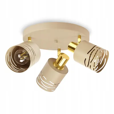 Produktbild von LUXOLAR - LED Deckenleuchte 3-flammig Creme/Gold E27 60W - Deckenlampe Schwenkbar für Wohnzimmer, Küchen - Modern, Japandi Design