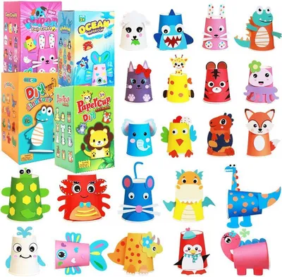 Immagine prodotto di Set fai da te Minicee da 4 pezzi – Tazze con animali in 3D: giocattoli creativi per bambini