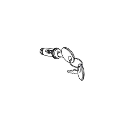 A line drawing of a lock cylinder and two keys.