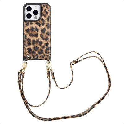Image de Selencia Nova Phone Case avec cordon et porte-cartes pour l'Apple iPhone 15 Pro - Leopard