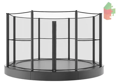 Productafbeelding van Trampoline AKROBAT ORBIT FLAT 365 (12ft) grijs ,inclusief veiligheidsnet
