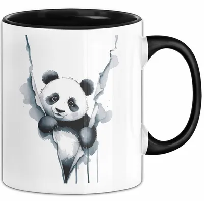 Produktbild von Panda Tierliebhaber Tasse Geschenk Lustige Geschenkidee Spruch (Schwarz)