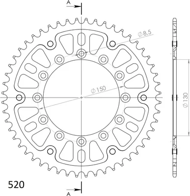 Produktbild von Stealth-Kettenrad Supersprox 520 - 51Z (gold) RST-245/2:51-GLD|ID 130,0 LK 150,0 6-Loch/6-Loch
