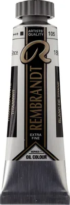 Image de Rembrandt peinture à l'huile tube 15 ml blanc de titane (huile de carthame) 105