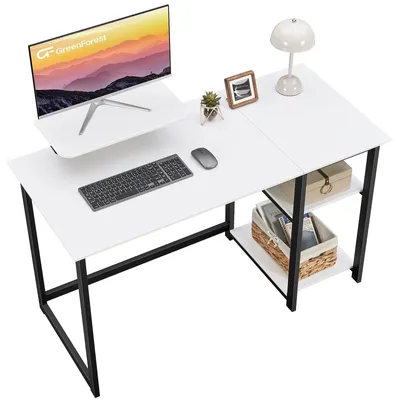 Zdjęcie produktu dla Biurko komputerowe - Metalowa rama - 120 x 50 x 75 cm - Biały - Z odwracalnymi półkami