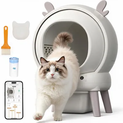 Produktbild von Katzentoilette Selbstreinigende XXL Katzenklo mit App-Steuerung, für mehrere Katzen, 9-fach Anti-Klemm-Sensoren, geruchsarm, leise, Weiß