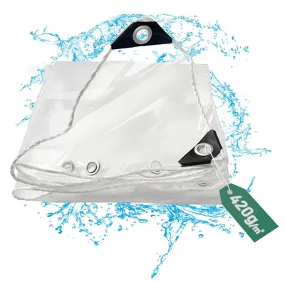 Produktbild von Wasserdichtes Abdeckplane 420g/m² - Transparent - Wetterfest - 3x5m