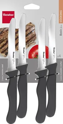 Productafbeelding van Metaltex broodmes Basic, zwart, set van 4