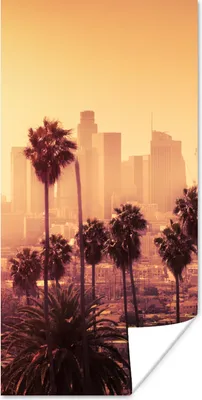 Produktbild von MuchoWow® Poster Palme - Skyline - Sonnenuntergang - Architektur 20x40 cm - Plakat - Foto