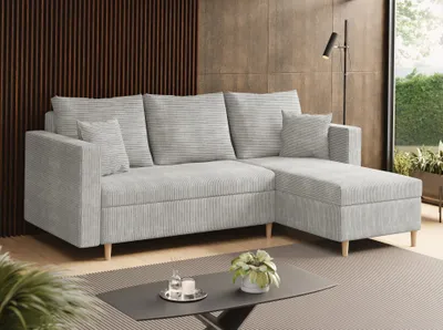Produktbild von SALES LEADER Ecksofa BERLIN 230x145 cm mit schlaffunktion, mit Bettkasten, universelle Seite, Moderner Stoff POSO 100, Beige