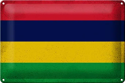 Produktbild von Blechschild Flagge Mauritius 30x20cm Flag Mauritius Vintage