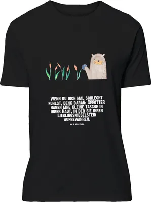 Produktbild von Mr. & Mrs. Panda T-Shirt Otter Stein - Schwarz - Geschenk, Pflanzen, Tshirt, Fun Facts, oberteil, Witzige Fakten, mit Aufdruck, Seeotter, S, Shirt
