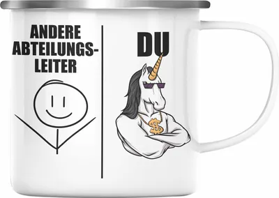 Produktbild von Trendation - Abteilungsleiter Geschenk Emaille Tasse mit Spruch Geschenke für Abteilungsleiter (Silber)