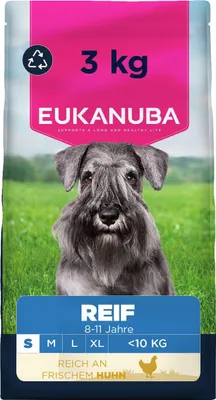 Produktbild von Eukanuba Hundefutter mit frischem Huhn für reife kleine Rassen, 3 kg