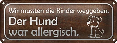 Produktbild von Blechschild Spruch 27x10cm Kinder weggeben Hund allergisch Dekoration