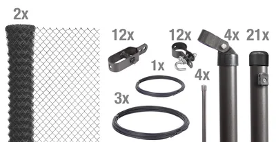 Immagine prodotto di Alberts 634889 Recinzione in rete metallica come set completo di recinzione, per la posa nel calcestruzzo, antracite metallizzato, altezza 80 cm, lunghezza 50 m