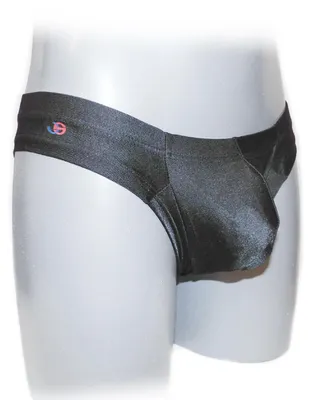 Produktbild von Glänzender Slip aus 95% Polyester und 5% Elasthan in Schwarz, Größe XL