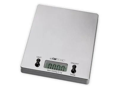Produktbild von Clatronic Edelstahl-Küchenwaage KW 3367 edelstahl | Extra flache digitale Küchenwaage | Abschaltautomatik | Messbereich bis 5 kg; 1 g Einteilung