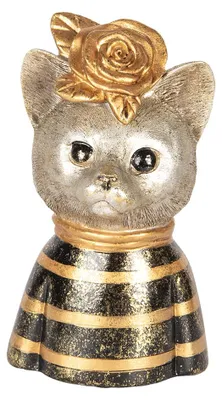 Produktbild von Clayre & Eef Dekorationsfigur Katze 11x9x18 cm Goldfarbig Braun Kunststoff