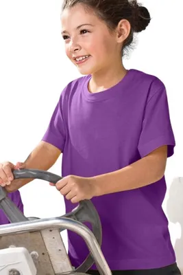 Zdjęcie produktu dla T-shirt dziecięcy na lato, 100% bawełna, bez nadruku, jednolity kolor, 145 g/m2, kolor purpurowy, rozmiar 158 cm / 12 lat