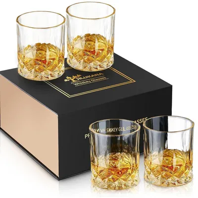 Immagine prodotto di Set di 4 bicchieri per whisky, capacità 320 ml, in cristallo senza piombo, robusti