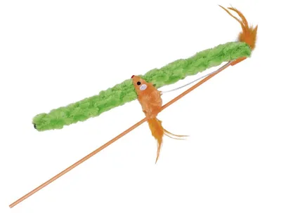 Produktbild von NOBBY Katzenwedel mit Spielzeug, grün/orange, 45 cm