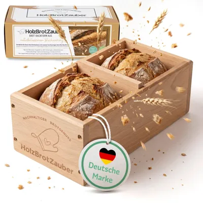 Obrázok produktu pre HOLZBROTZAUBER – Kvalitná forma na pečenie chleba z bukového dreva | Perfektná kôrka a e-kniha s receptami na pečenie chleba