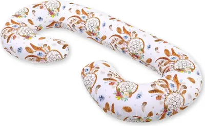 Image de Coussin de grossesse en forme de C avec housse amovible couleur naturelle pour un sommeil confortable et l'allaitement