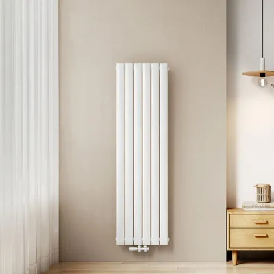 Immagine prodotto di EMKE Radiatore Radiatore a pannello dal design verticale 1600x460mm Bianco Riscaldamento a singolo strato con attacco centrale piatto, 850W senza elemento riscaldante