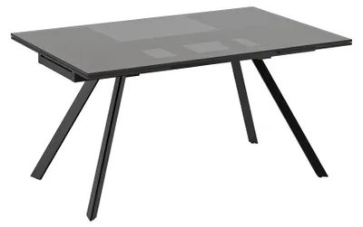 Produktbild von Ausziehbarer Tisch Smokey mit schwarzer, getönter Glasplatte, Metallgestell, modernes Design, 160/240 cm – Kollektion Smokey