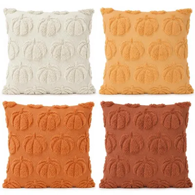 Immagine prodotto di Cuscini decorativi a tema autunnale, 45x45 cm, design zucca, confezione da 4 pezzi