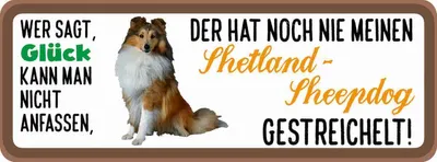 Produktbild von vianmo Holzschild 10x27 cm Shetland Sheepdog Hund gestreichelt Tier Haustier