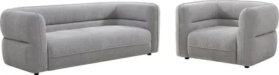 Produktbild von Set - Sofa 3-Sitzer und Sessel - Chenille-Stoff - Grau - TALIENA