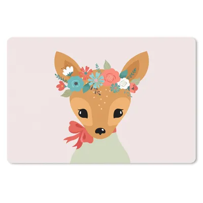 Produktbild von MuchoWow® Mauspad Mousepad Hirsche - Pastell - Blumen 27x18 cm - Mousepads - Maus Mat - Pad - Mausunterlage - Büroartikel - Desk Matten