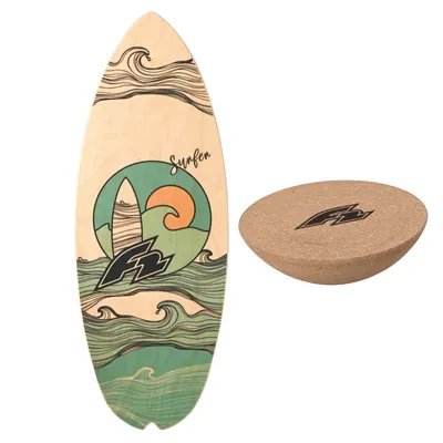 Produktbild von F2 Set Balance Board Halfshell 80x30cm mit Kork Halbkugel