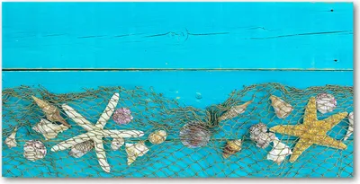 Produktbild von Tulup® Leinwandbild - 140x70 cm - Wandkunst - Drucke auf Leinwand - Leinwanddruck  - Sonstige - Blau - Seestern Muscheln