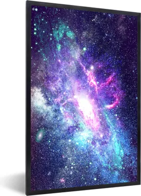 Produktbild von MuchoWow® Gerahmtes Poster Farben - Weltraum - Sterne 60x90 cm - Poster mit Schwarzem Bilderrahmen Wandposter Rahmen Foto Bilder - Kunst