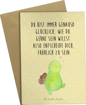 Produktbild von Mr. & Mrs. Panda Grußkarte Schildkröte Pfeifen - Gelb Pastell - Geschenk, vatertagskarte, Motivation, glückwunschkarten, Schildkröten, einladungskarten, hochzeitskarten