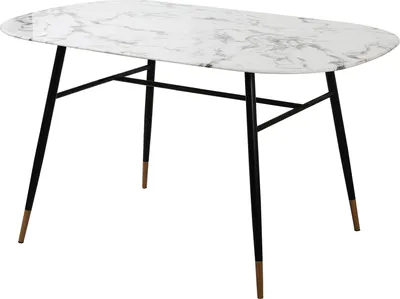Produktbild von Möbilia Tisch 140 x 90 cm | Glasplatte in Marmoroptik weiß | Gestell Metall schwarz | B 140 x T 90 x H 77 cm | 28020007 | Serie TISCH
