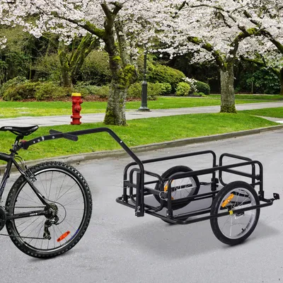 Produktbild von Sweiko Fahrradanhänger Klappbar Lastenanhänger mit Kupplung, Kuppler & Reflektoren Transportwagen bis 40 kg belastbar, Transportanhänger Anhänger für Camping, Einkaufen, Umzug 155 x 71,5 x 77 cm