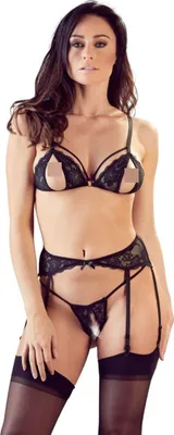 Produktbild von Cottelli Collection - 3-Piece Garter Set With Open Cup & Open Crotch