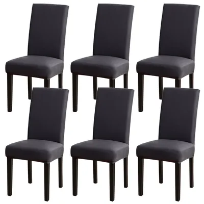Immagine prodotto di Copri sedie, set da 6, colore antracite, elasticizzati, lavabili, con elastico, in poliestere